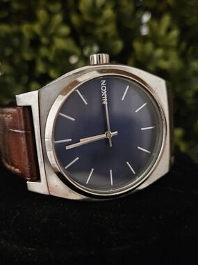 NIXON Blue Face Mens Watch With Leather Band